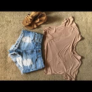 Extreme distressed high waisted shorts